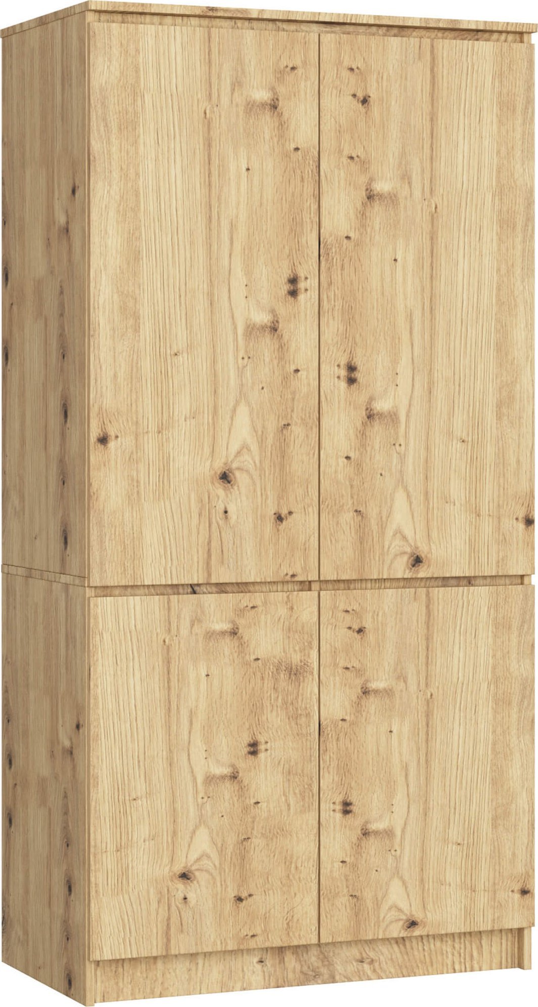 Fabryka Mebli Akord Szafa do sypialni 90 cm 4 drzwi 4 półki drążek na ubrania - dąb artisan