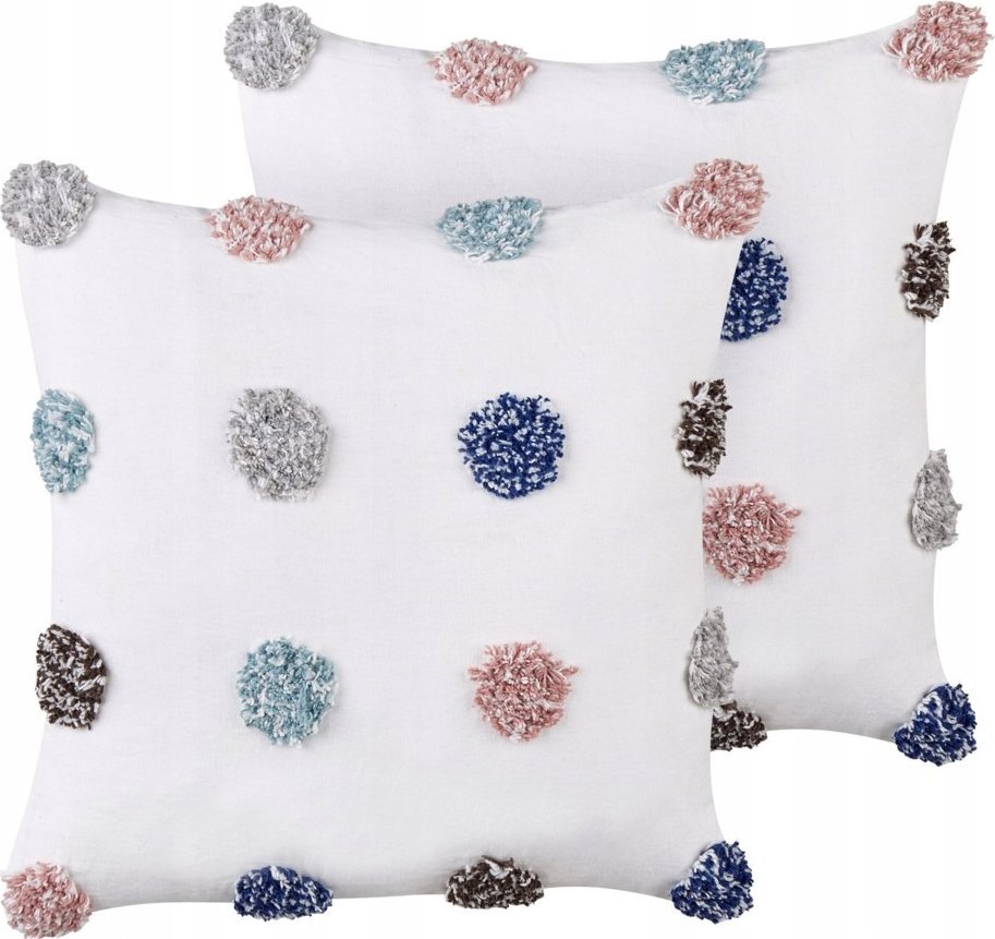 Beliani 2 poduszki dekoracyjne bawełniane 45 x 45 cm białe BRACKEN