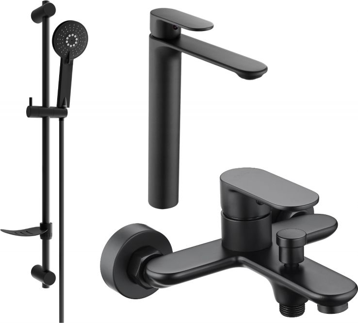 Mexen Mexen Milo DF40 zestaw wannowy, czarny - 71313DF40-70