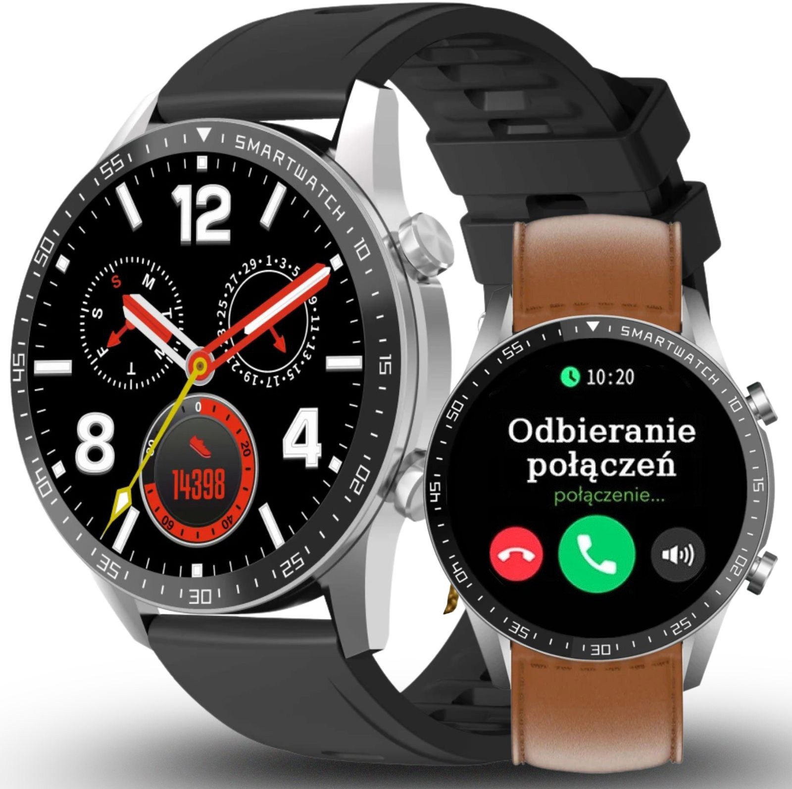 Zegarek męski SMARTWATCH GRAVITY GT10-8 SR/BK/BR LEATHER PROF