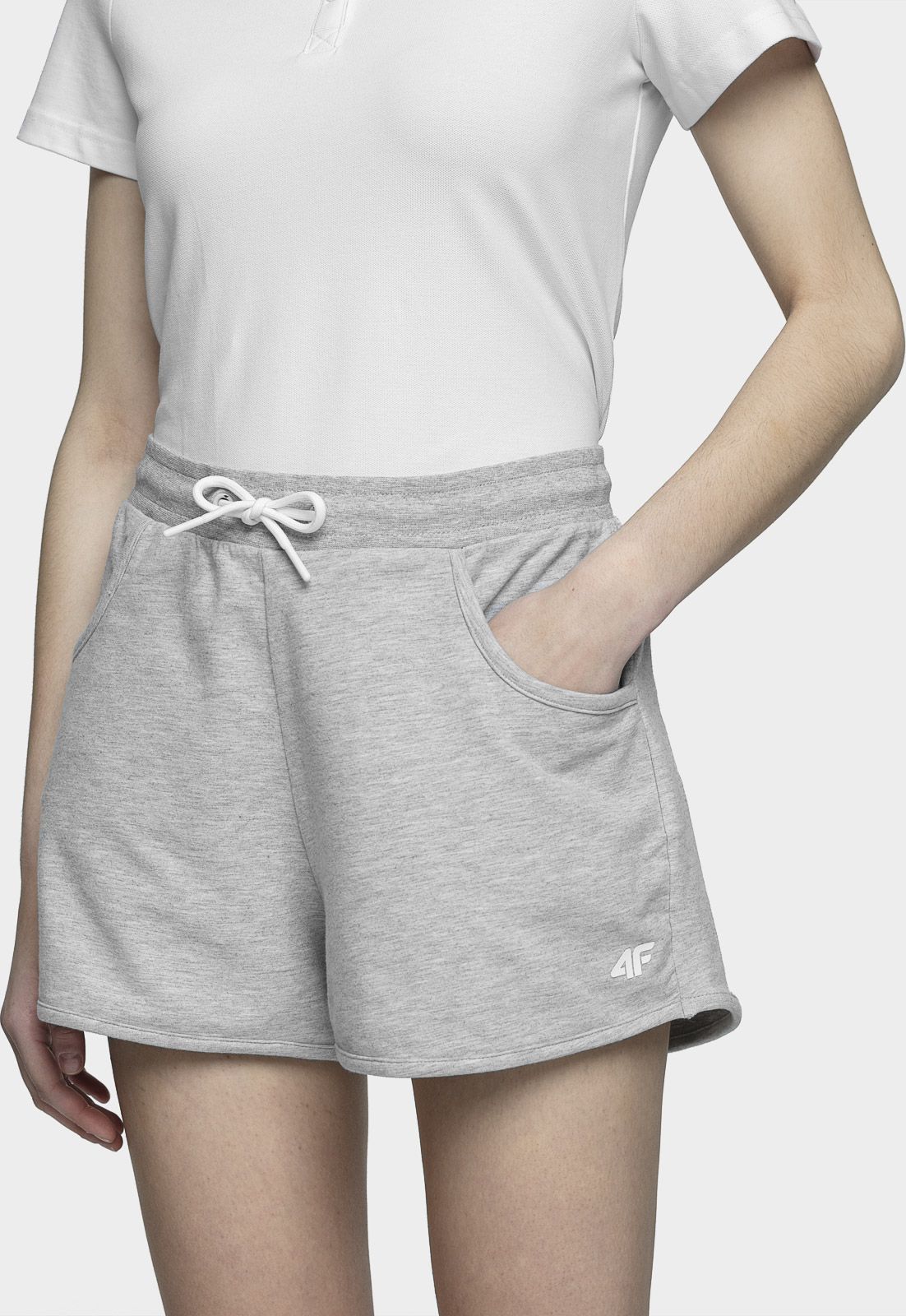 4f Spodenki damskie NOSH4-SKDD001 chłodny jasny szary melanż r. M