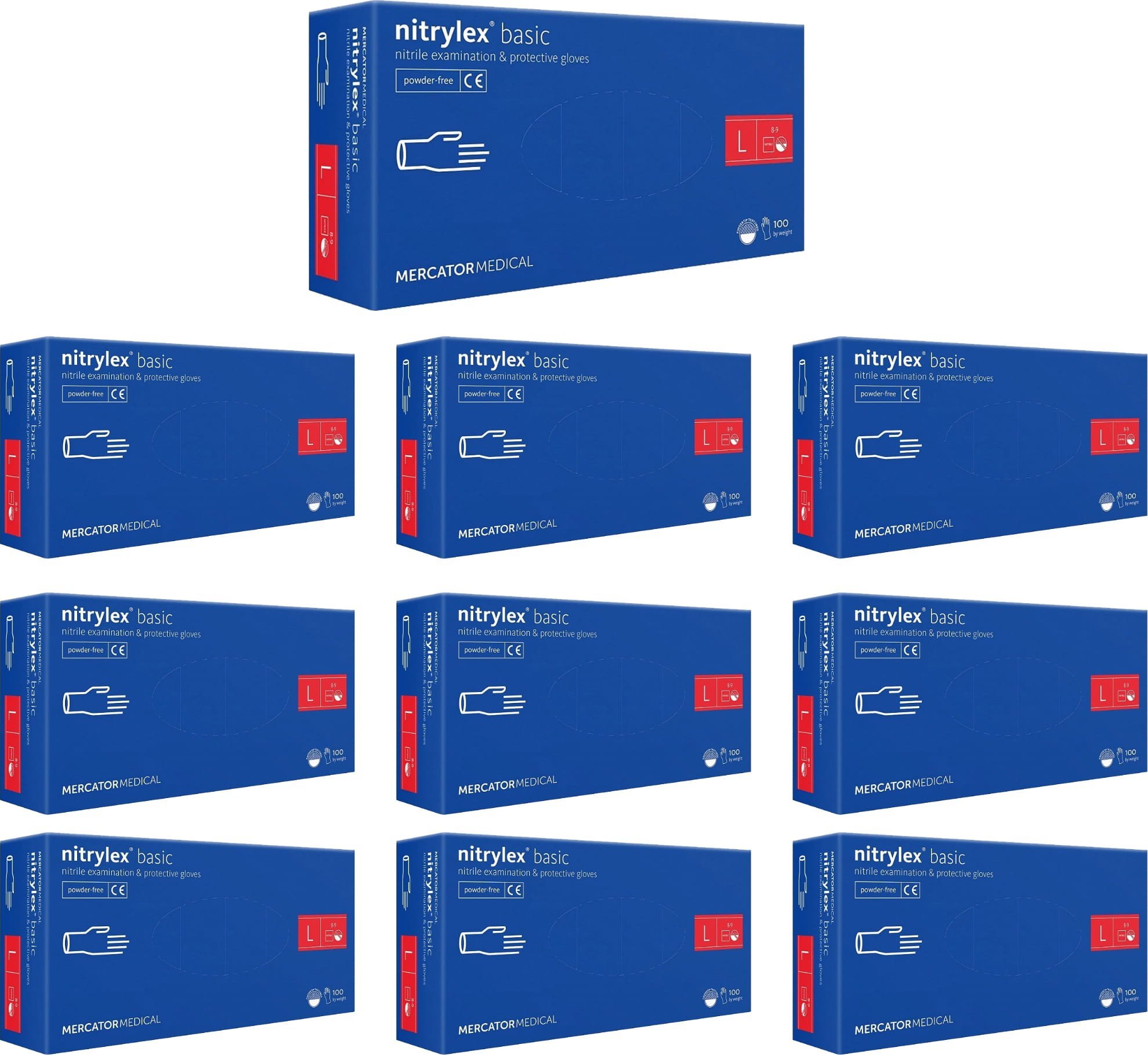 Mercator Rękawice Nitrylowe 100 szt. Nitrylex Basic Dark Blue - 10 kpl. (L 8-9)