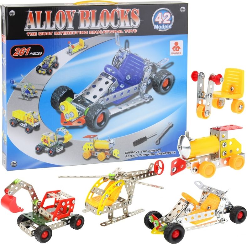 Metalowe Klocki Konstrukcyjne 261 elementów