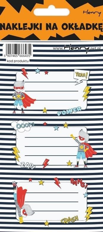 HENRY Naklejki na zeszyty - Superbohater (12szt)