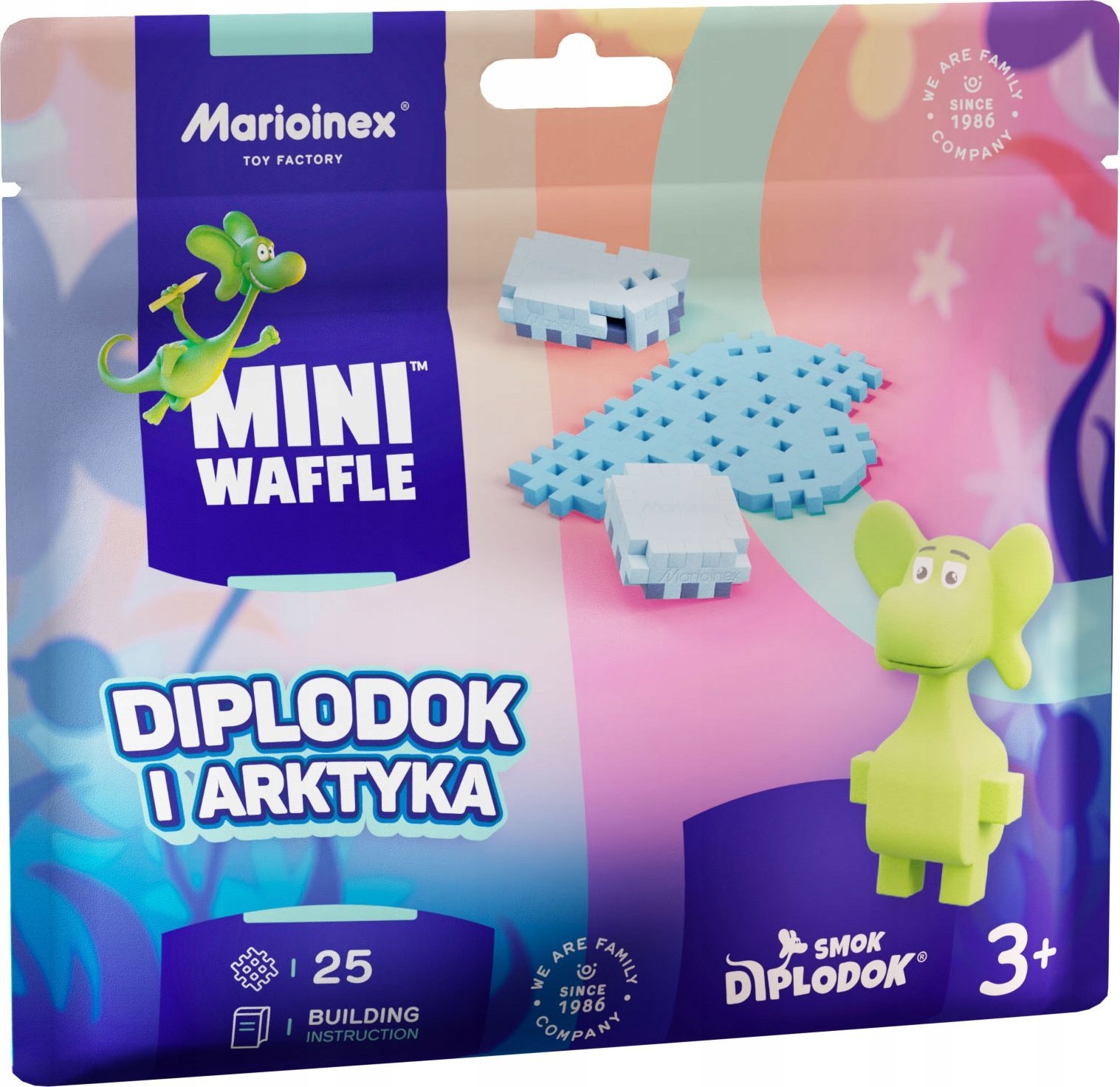 Marioinex Marioinex Smok Diplodok i Arktyka klocki wafle mini konstrukcyjne, 25 el