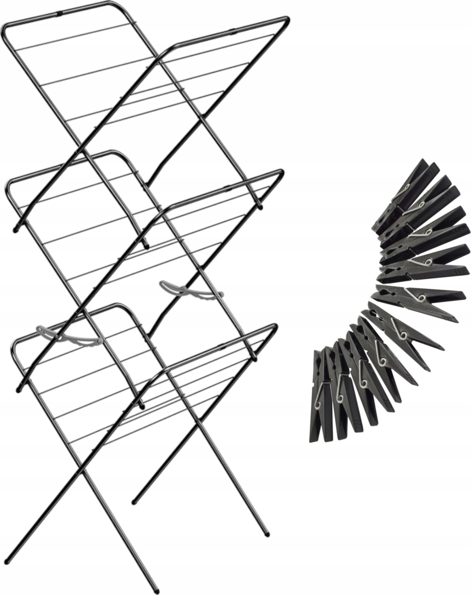 Suszarka na pranie Sepio Czarna suszarka balkonowa, na bieliznę, wolnostojąca