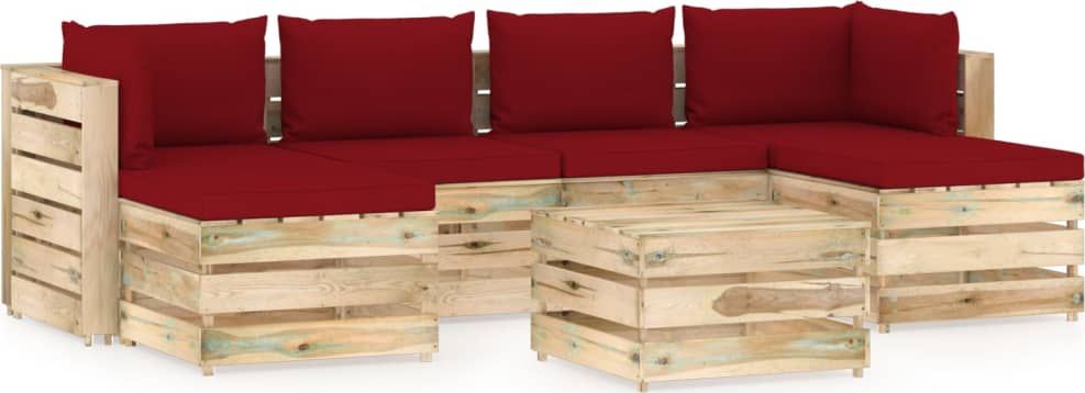 vidaXL 7-cz. zestaw wypoczynkowy do ogrodu, z poduszkami, drewniany