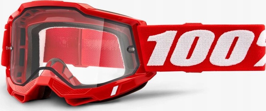 100% Gogle 100% ACCURI 2 ENDURO MOTO RED (Szyba Przezroczysta Podwójna) (NEW)