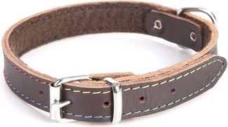 Dingo obroża skórzana podszyta filcem szer. 1,0 cm dł. 36 cm brazowa