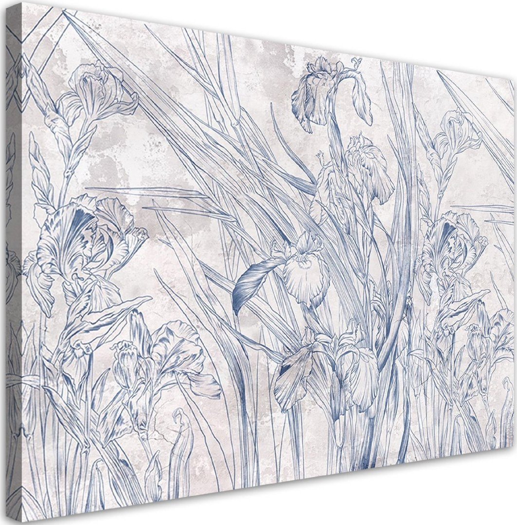Feeby Obraz, Niebieskie kontury kwiatów - 100x70