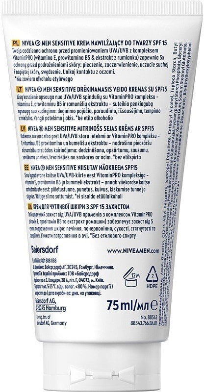 Nivea MEN Krem 75ml Sensitive do twarzy SPF15