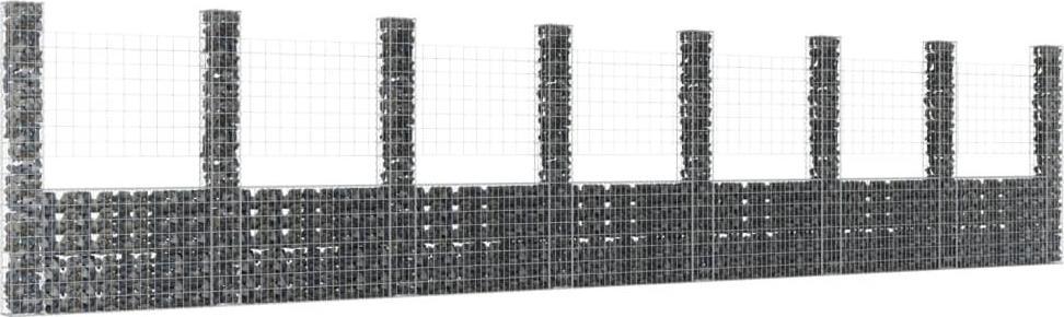 vidaXL Ogrodzenie gabionowe z 8 słupkami, żelazo, 860x20x200 cm!