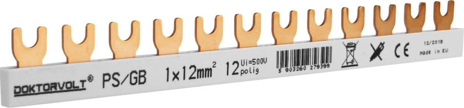 Doktorvolt Szyna łączeniowa grzebieniowa PS/GB obustronnie izolowana 1-fazowa 12-modułowa 12mm2 DV 9399