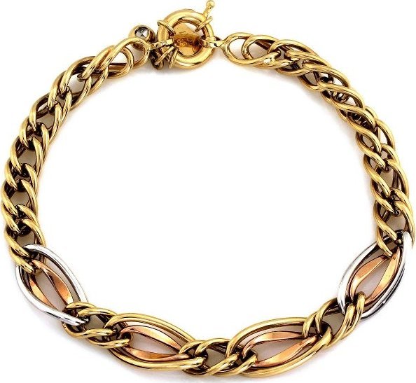 Lovrin Złota bransoletka 585 ogniwa z żółtego i czerwonego złota