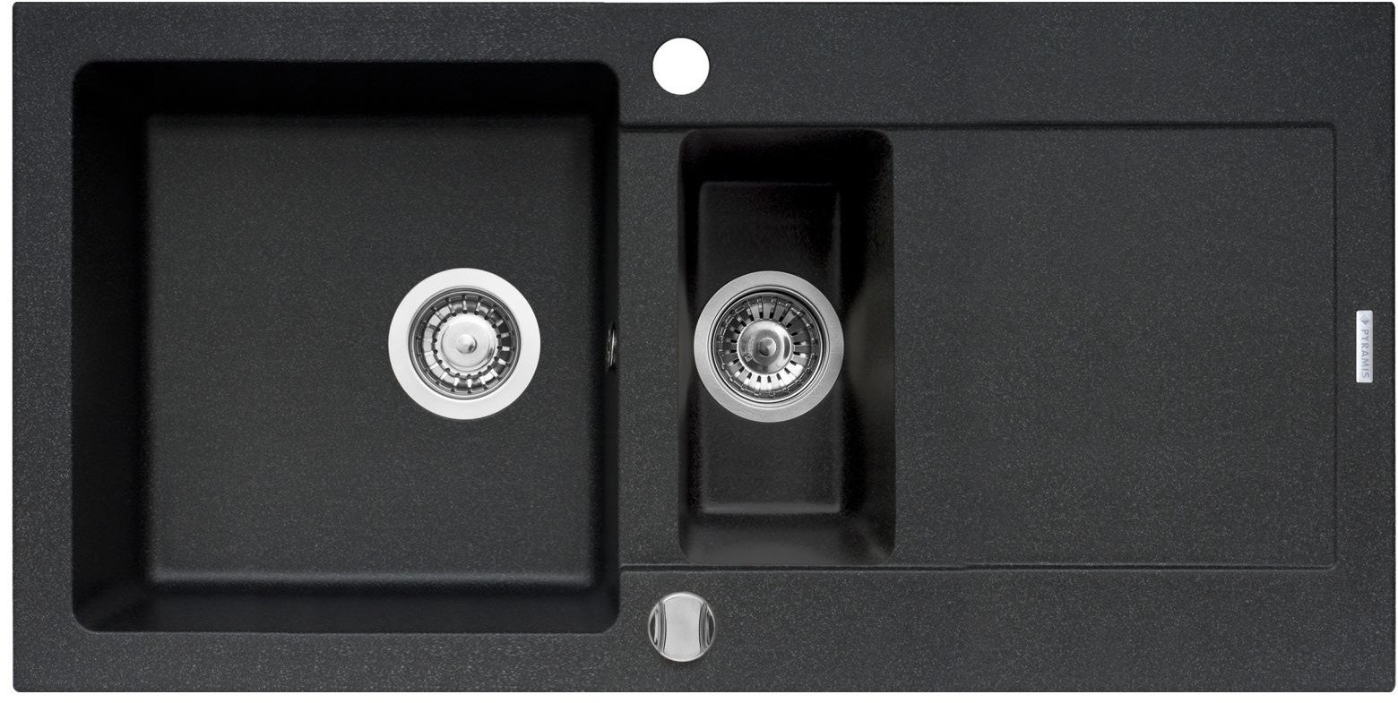 Pyramis Zlew. MIDO (100x50) 1 1/2B 1D czarny + bateria Bello