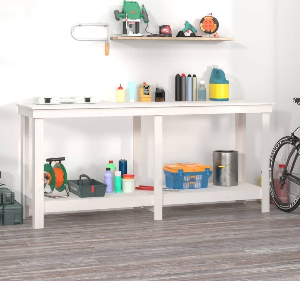 vidaXL vidaXL Stół roboczy,biały, 180x50x80 cm, lite drewno sosnowe