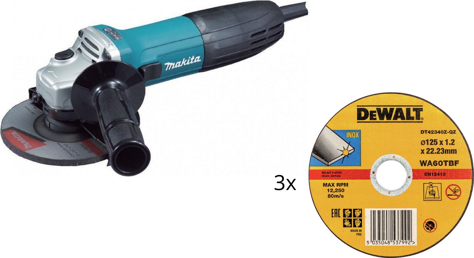 Szlifierka Makita Szlifierka GA5030R / + 3x Dewalt tarcza do stali nierdzewnej