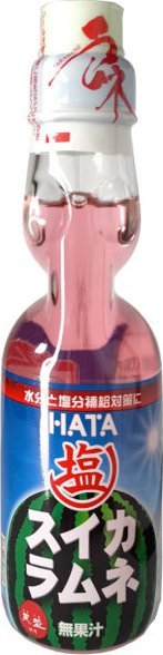 Hatakosen Napój Ramune Watermelon, japońska oranżada o smaku arbuzowym z dodatkiem soli 200ml - Hata Kosen