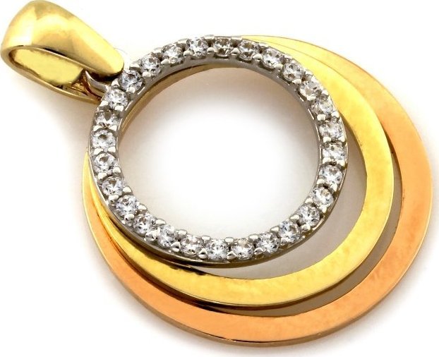 Lovrin Złota przywieszka 585 trzy kolorowe kółka