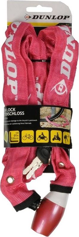 Dunlop Dunlop - Zapięcie rowerowe na zamek łańcuch 120cm (Czerwony)