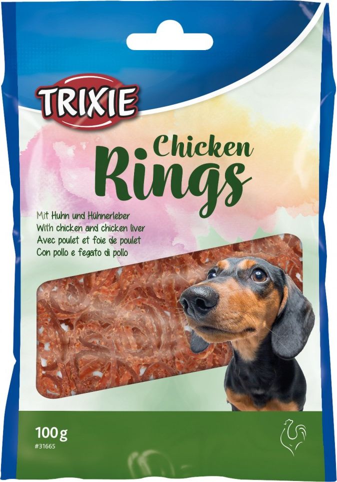 Trixie Chicken Rings, przysmak dla psa, kurczak i wątróbka drobiowa, 100 g