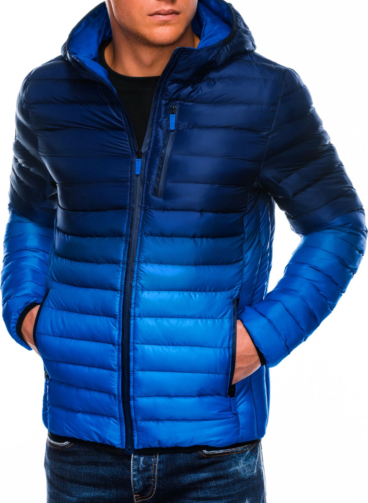 Ombre Kurtka męska przejściowa C319 - granatowa L