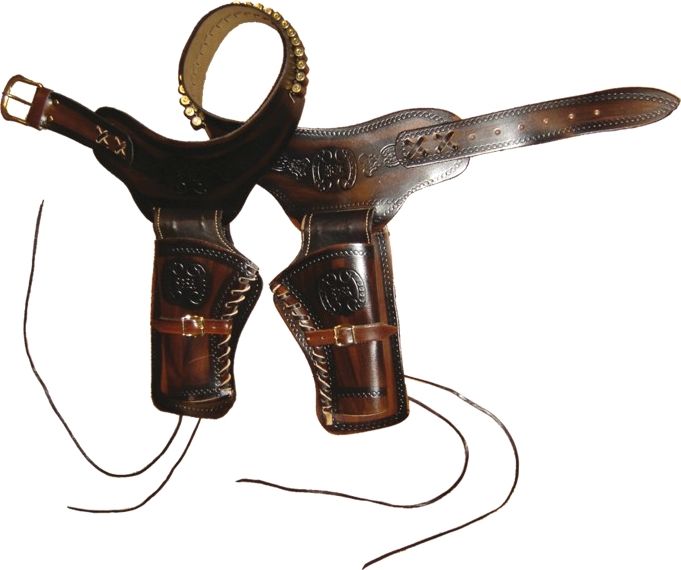 Denix Brązowy Pas Z Nabojami Na Dwa Rewolwery Skóra (704)