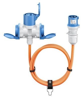 Kabel adaptera CEE, wtyczka CEE do 1x gniazda CEE i 2x gniazda styku ochronnego, 5 m - Długość kabla 5 m