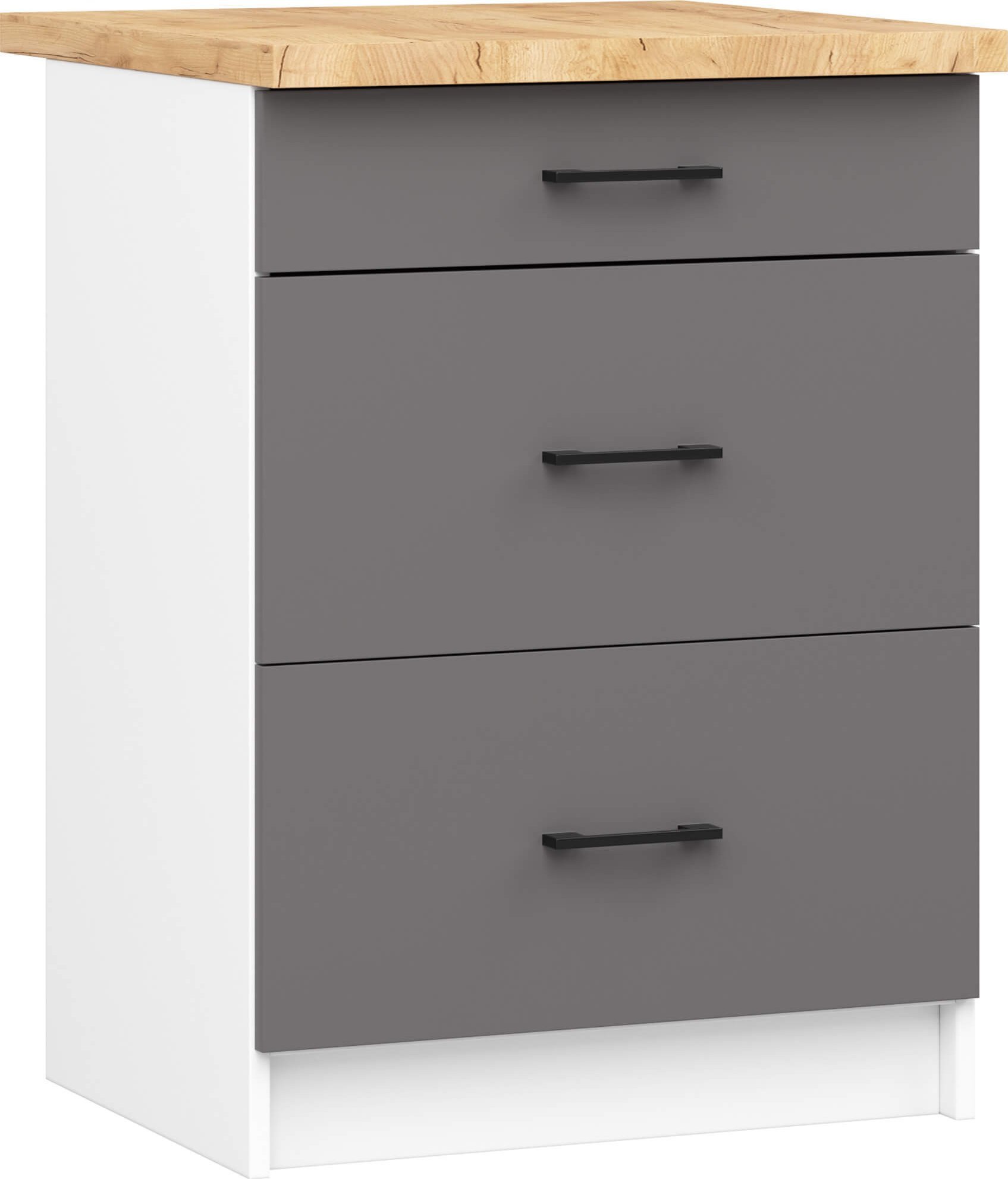 SZAFKA KUCHENNA OLIWIA S 60cm 3S BIAŁA-GRAFIT SZARY
