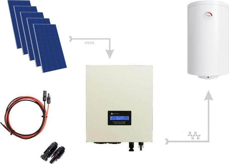Azo Zestaw solarny 2050W AZO00D1312 5xPV Mono, przetwornica ECO Solar Boost MPPT PRO (2 x kabel 25m + złącza MC4)