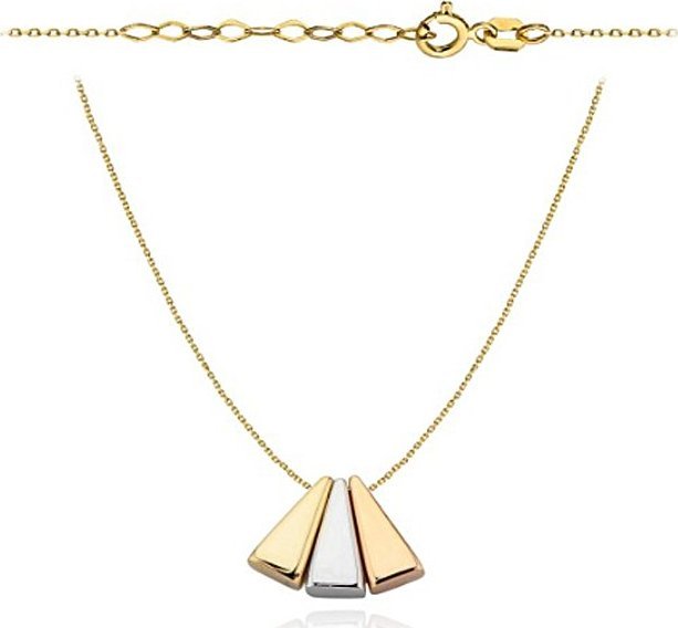 Lovrin Złoty naszyjnik 585 ruchome trzykolorowe trójkąty1,99g