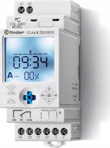 Finder Zegar ASTRO/TYGODNIOWY NFC 1P 16A, ŚCIEMNIACZ PWM, 0-10V, 230V AC/DC 12.A4.8.230.0010