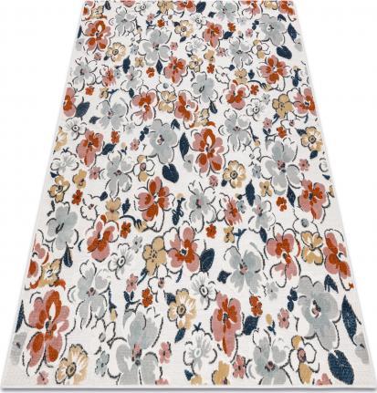 Dywany Łuszczów Dywan Strukturalny BOTANIC 65239 Kwiaty płasko tkany, na balkon, taras - ecru, 176x270 cm