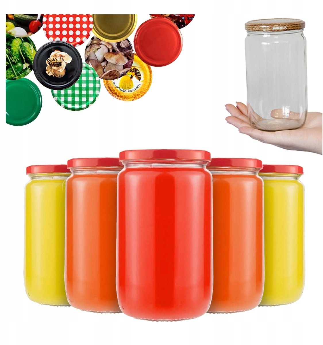 48X Słoik FRANKO 720ml DŻEM MIÓD PRZETWORY SŁOIKI OGÓRKI + WIECZKO 82