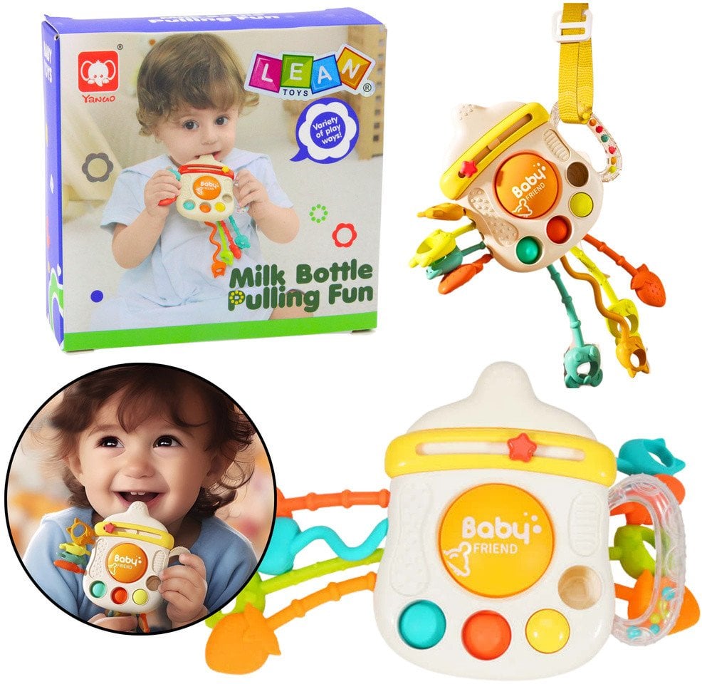 Zabawka Sensoryczna Gryzak Grzechotka Dla Malucha Butelka 3W1