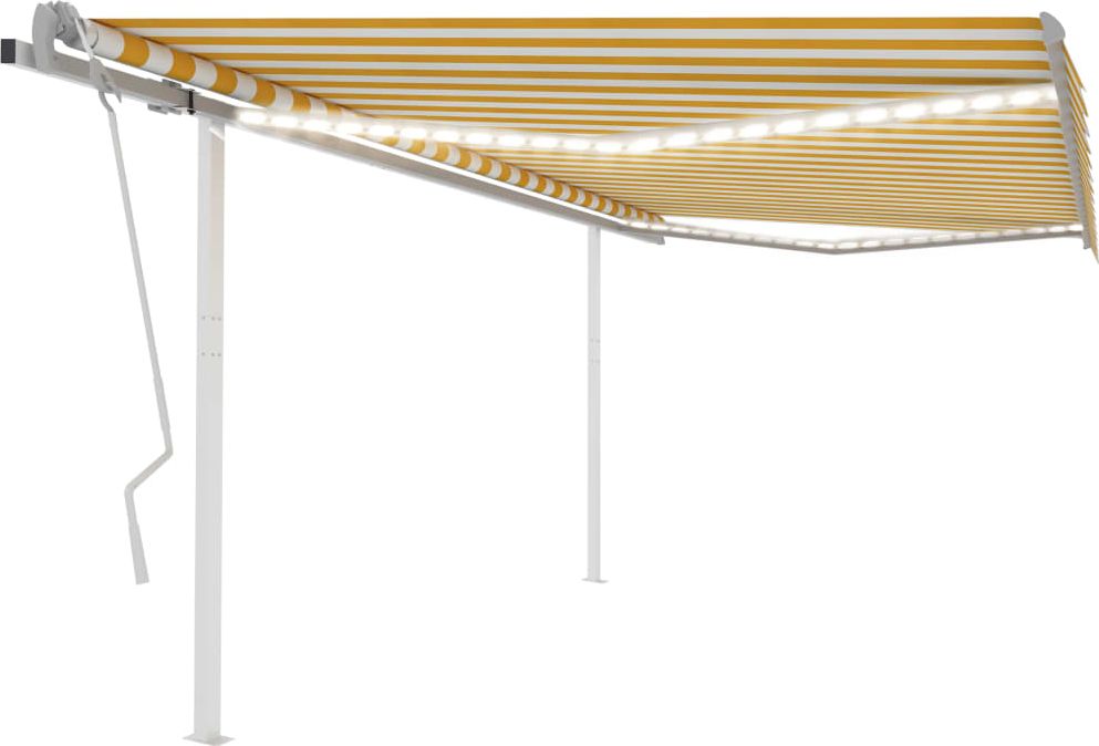 vidaXL Ręcznie zwijana markiza z LED, 4x3 m, żółto-biała