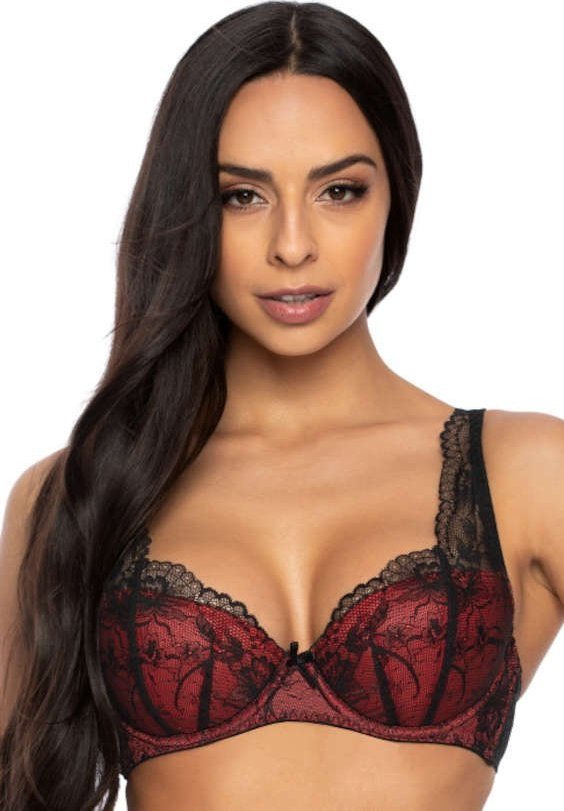 MAT Lingerie Biustonosz usztywniany czarno-czerwony Percy M-3530/22 75C