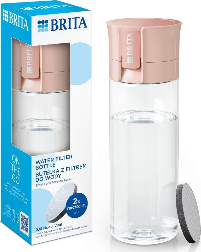 Brita Butelka filtrująca Vital Pastelowa brzoskwinia + 2 filtry MicroDisc 600ml