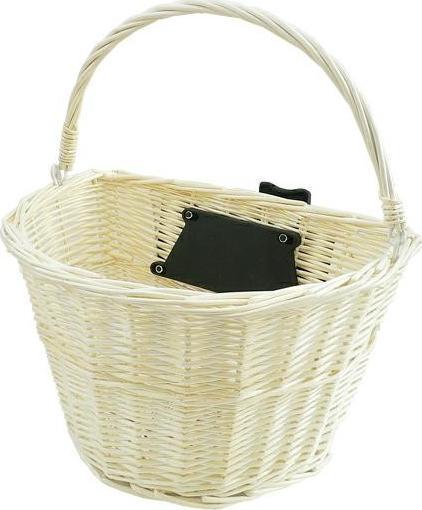 Carcommerce Koszyk na rower wiklinowy przód biały - klips