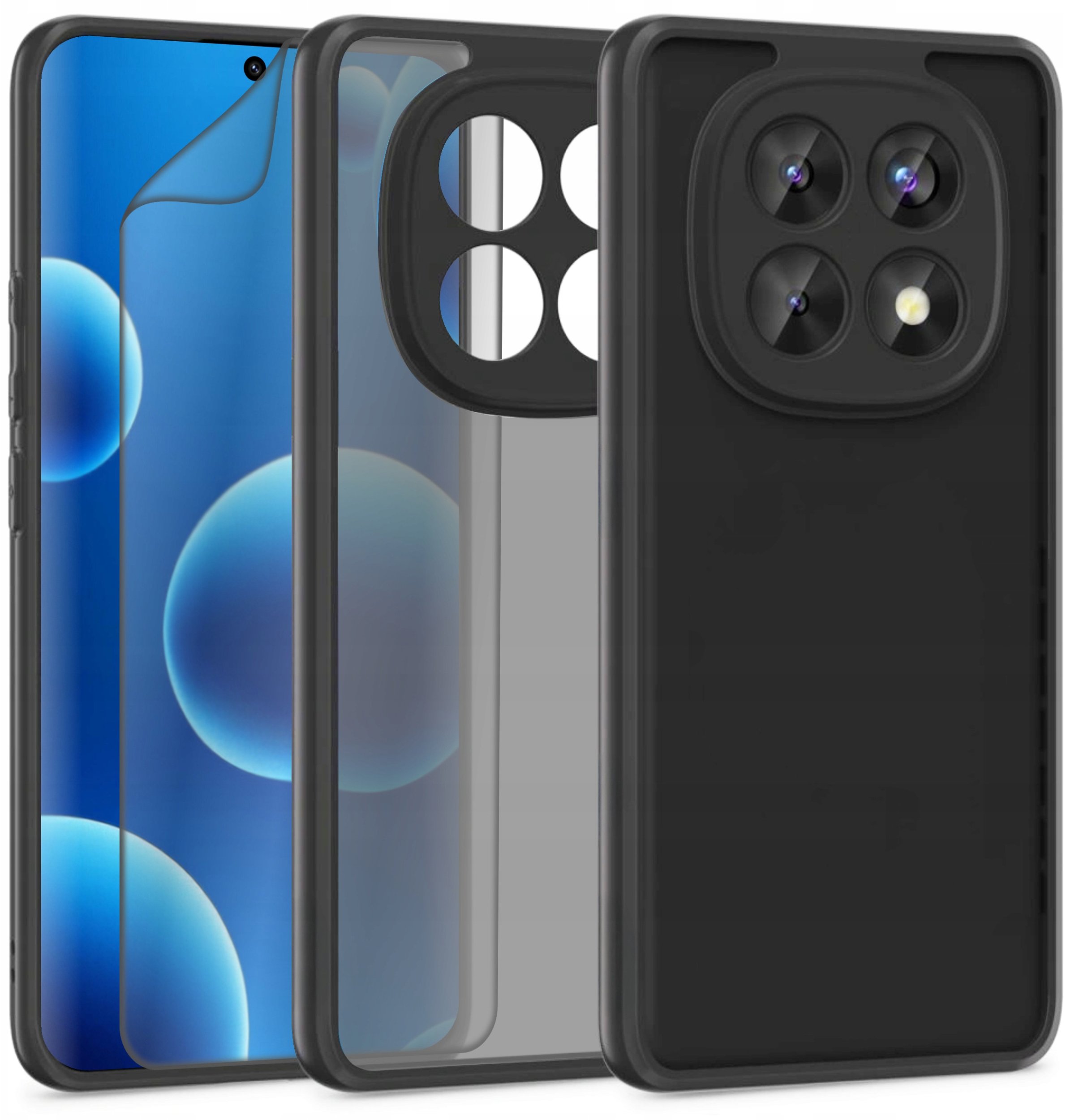 Etui do Xiaomi Redmi Note 14 Pro 5G WZMACNIANE MATOWE CZARNE PANCERNE FOLIA