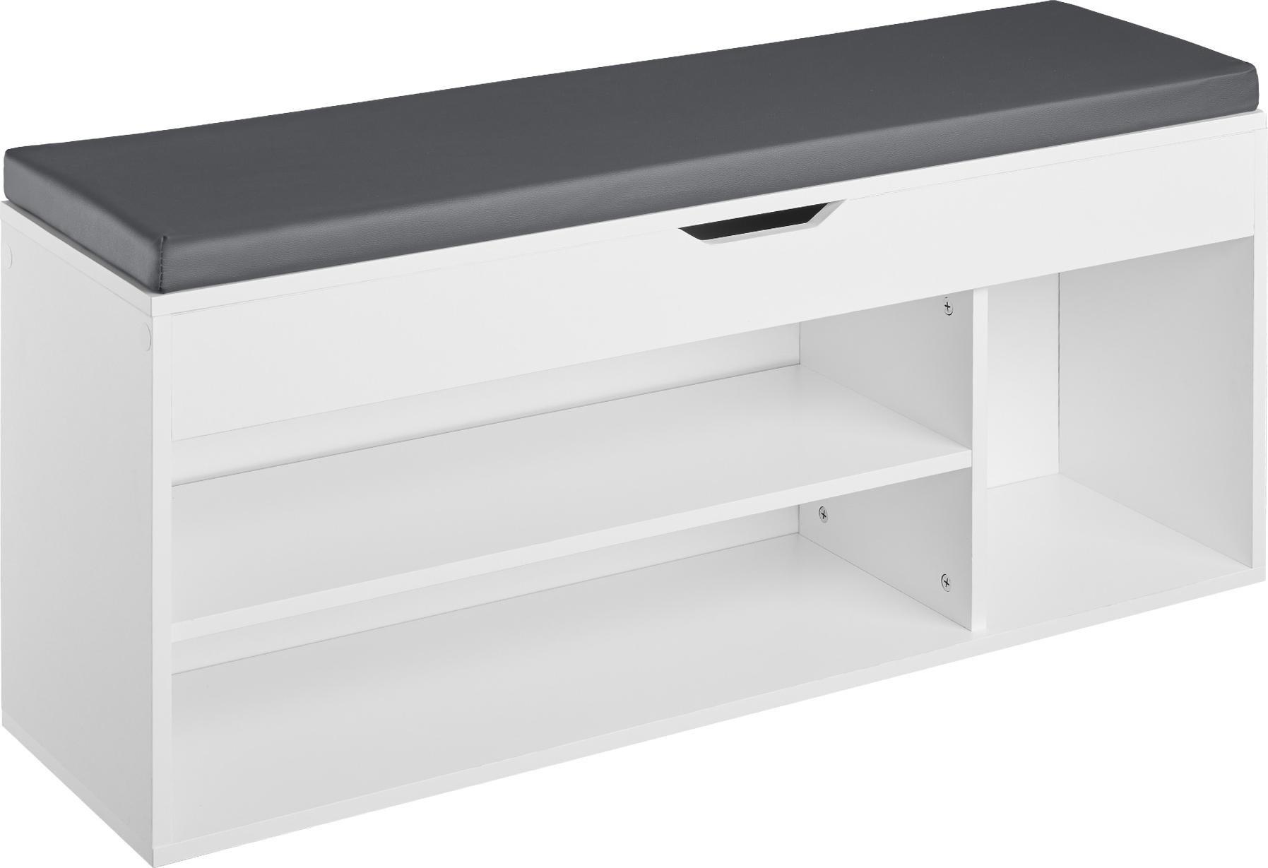 Tectake Szafka na buty z ławką Natalya - biały