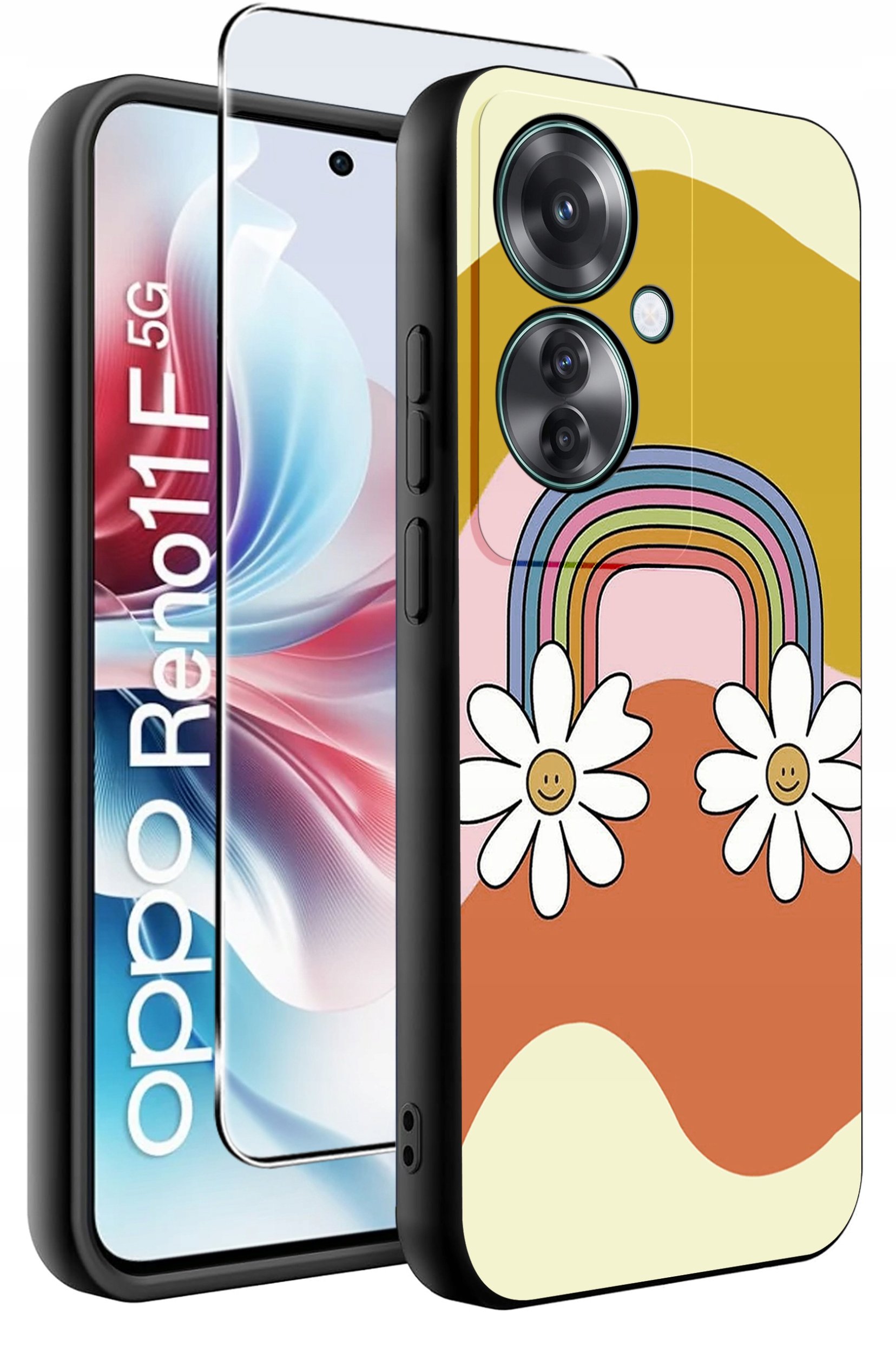 ETUI do Oppo Reno11 F 5G WZORY | SILIKONOWE MATT CASE + SZKŁO HARTOWANE 9H