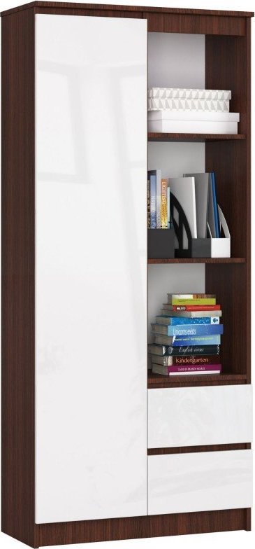 Fabryka Mebli Akord REGAŁ BIUROWY R 80 cm CLP R11 WENGE / BIAŁY POŁYSK