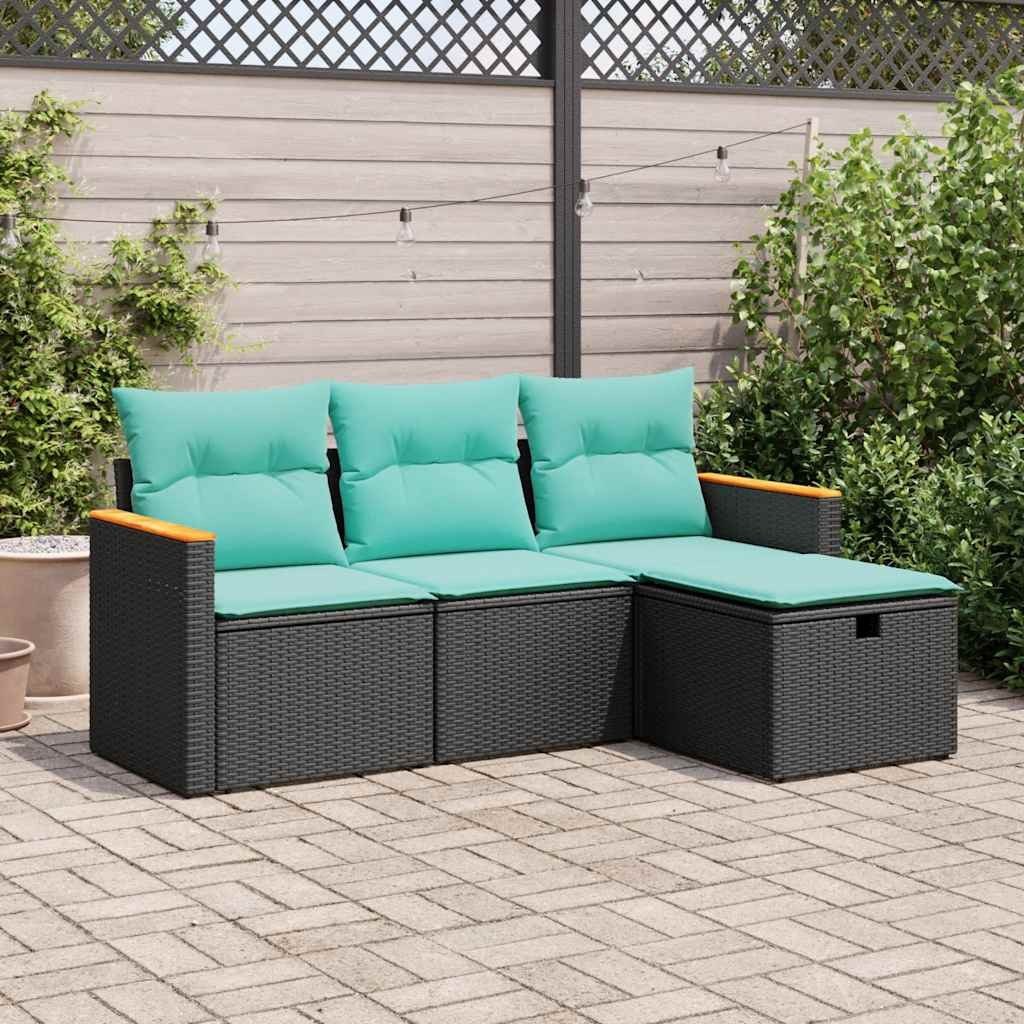 Garden Sofa Set Black and Blue