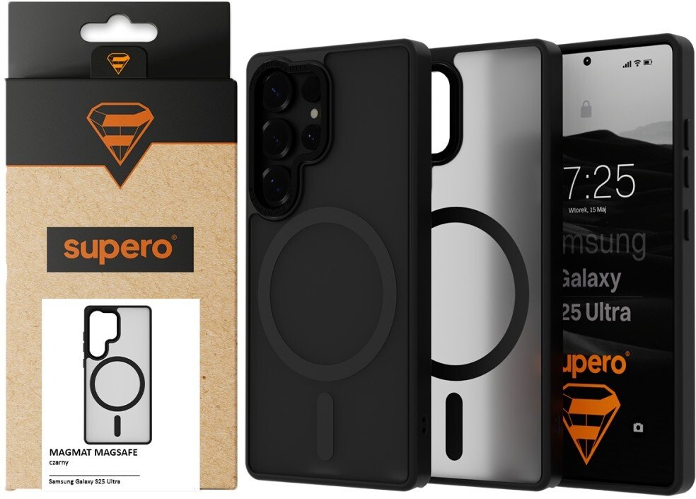 SUPERO Etui matowe Magmat MagSafe do Samsung Galaxy S25 Ultra, czarny
