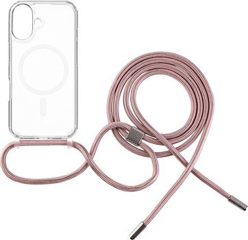 Fixed Fixed | MagPure Neck | Back Cover with Lanyard | Apple | iPhone 16 | TPU | Clear, Pink one size