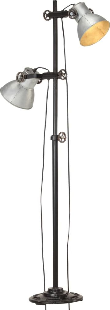 Lampa podłogowa vidaXL Lampa podłogowa z 2 kloszami srebrna E27 żeliwo VidaXL