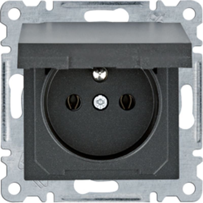 Hager Lumina Gniazdo zasilające z uziemieniem i pokrywą 16 A/250 VAC czarne WL1123