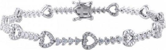 Srebro i Kamienie Srebrna bransoletka z sercami