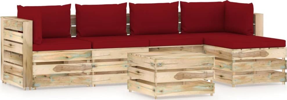 vidaXL 6-cz. zestaw wypoczynkowy do ogrodu, z poduszkami, drewniany